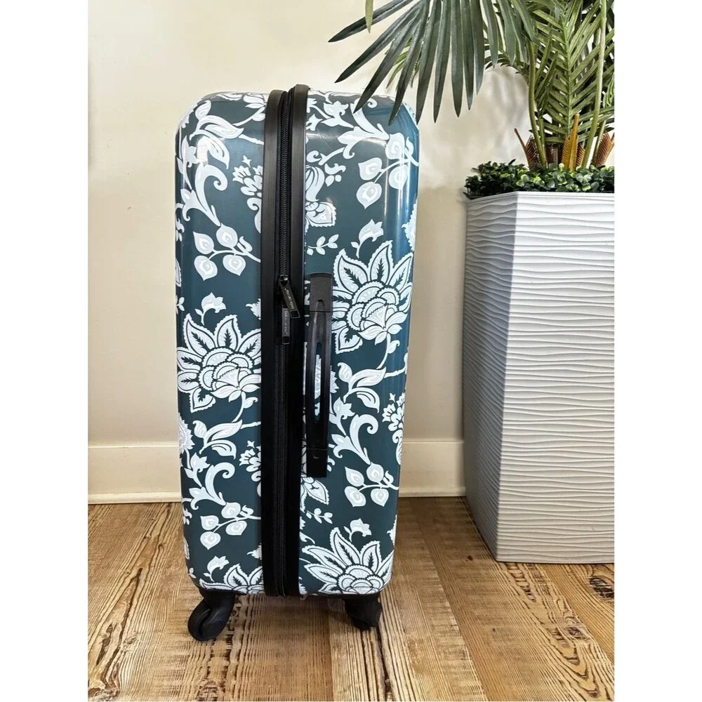 Dalia Collection Navy and White Floral Rolling Shoulder Bag 22”travel bag